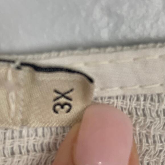 Made in Italy 100% Linen Top Womens Size 3X Cream Blue Floral Flowy Cap Sleeve - Picture 5 of 9